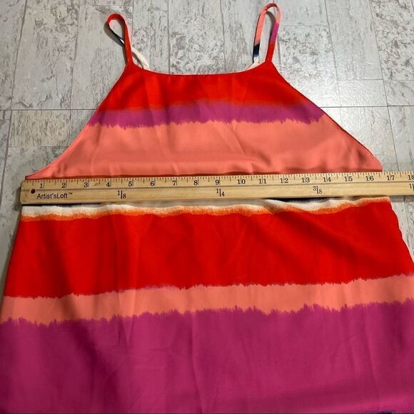 Valette Stripe Tye Dye Split Back Spaghetti Strap Top Tank - Picture 8 of 13